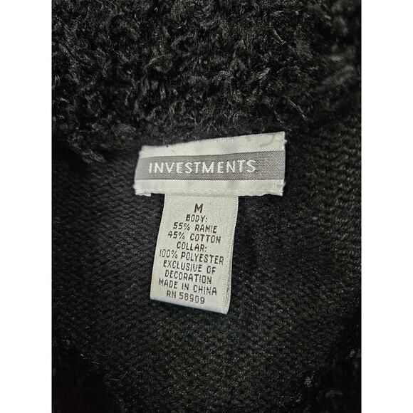 Vintage Investments Christmas Sweater Cardigan Black Ornaments Embroidered M - Picture 2 of 6